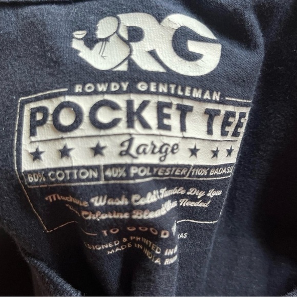 Men’s Black Pocket Tee with White Graphic American USA - Picture 2 of 3